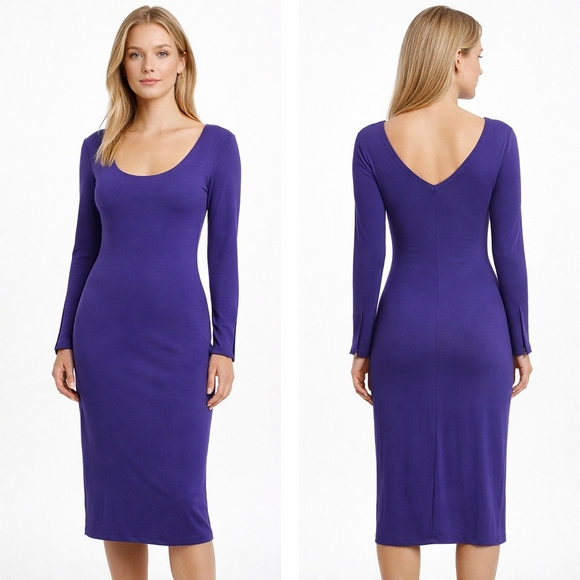 Theory Dresses & Skirts - THEORY Midi Dress Womens Petite Small Royal Purple Bodycon Cocktail Minimalist